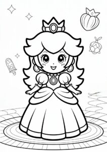 Princess Coloring Page Of Chibi Princess Peach 4