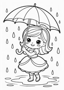 Princess Coloring Page Of Easy Little Princess Holding Umbrella 1