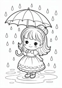 Princess Coloring Page Of Easy Little Princess Holding Umbrella 2