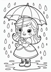 Princess Coloring Page Of Easy Little Princess Holding Umbrella 3