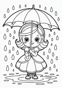 Princess Coloring Page Of Easy Little Princess Holding Umbrella 5