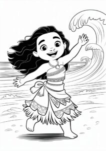 Princess Coloring Page Of Moana Dancing 1
