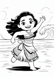 Princess Coloring Page Of Moana Dancing 2