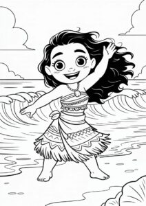 Princess Coloring Page Of Moana Dancing 3