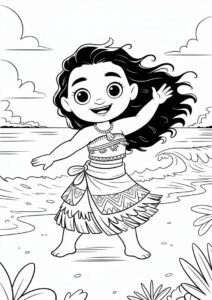 Princess Coloring Page Of Moana Dancing 4