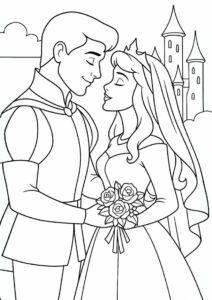 Princess Coloring Page Of Prince Philip And Aurora Wedding Day 3