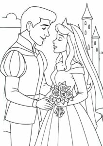 Princess Coloring Page Of Prince Philip And Aurora Wedding Day 4