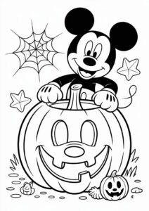 Pumpkin Coloring Page Mickey Mouse Themed Jack O Lantern To Color 1