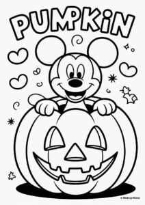 Pumpkin Coloring Page Mickey Mouse Themed Jack O Lantern To Color 2