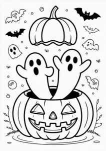 Pumpkin Coloring Page Of Ghosts Floating Out Of A Jack O Lantern 1