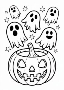 Pumpkin Coloring Page Of Ghosts Floating Out Of A Jack O Lantern 2