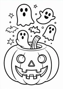 Pumpkin Coloring Page Of Ghosts Floating Out Of A Jack O Lantern 3