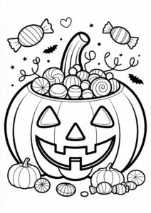 Pumpkin Coloring Page Of Jack O Lantern Full Of Candies 1