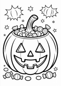 Pumpkin Coloring Page Of Jack O Lantern Full Of Candies 2