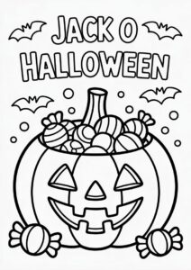Pumpkin Coloring Page Of Jack O Lantern Full Of Candies 3