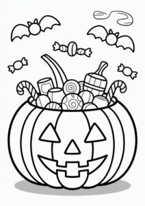 Pumpkin Coloring Page Of Jack O Lantern Full Of Candies 4