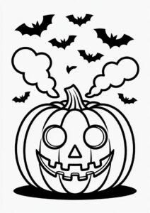 Pumpkin Coloring Page Of Jack O Lantern With Smoke Coming Out Of Its Eyes 1