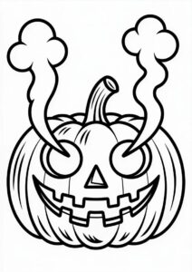 Pumpkin Coloring Page Of Jack O Lantern With Smoke Coming Out Of Its Eyes 2