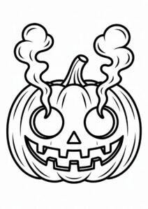 Pumpkin Coloring Page Of Jack O Lantern With Smoke Coming Out Of Its Eyes 3