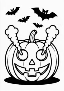 Pumpkin Coloring Page Of Jack O Lantern With Smoke Coming Out Of Its Eyes 4
