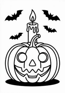 Pumpkin Coloring Page Of Lit Candle Above A Jack O Lantern 1