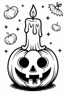 Pumpkin Coloring Page Of Lit Candle Above A Jack O Lantern 2