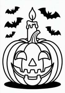 Pumpkin Coloring Page Of Lit Candle Above A Jack O Lantern 4