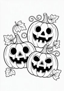 Pumpkin Coloring Page Two Jack O Lantern With Vines 2