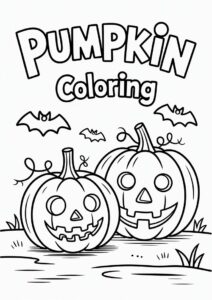 Pumpkin Coloring Page Two Jack O Lantern With Vines 3