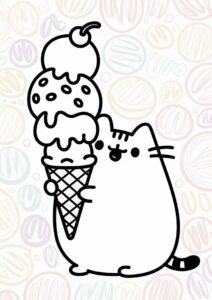 Pusheen Ice Cream Coloring Page 1