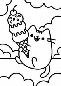 Pusheen Ice Cream Coloring Page 2