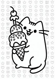 Pusheen Ice Cream Coloring Page 3