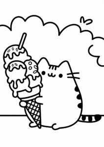 Pusheen Ice Cream Coloring Page 4