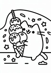 Pusheen Ice Cream Coloring Page 5