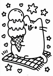 Pusheen Ice Cream Coloring Page 6