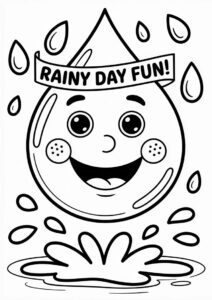Rain Coloring Page Of Big Fat Raindrop For Kids 1