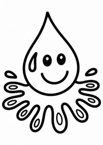 Rain Coloring Page Of Big Fat Raindrop For Kids 2