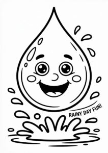 Rain Coloring Page Of Big Fat Raindrop For Kids 3