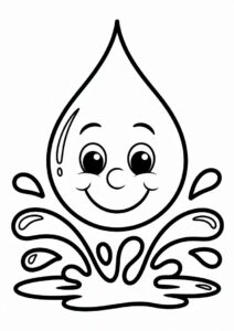 Rain Coloring Page Of Big Fat Raindrop For Kids 4