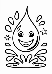 Rain Coloring Page Of Big Fat Raindrop For Kids 5