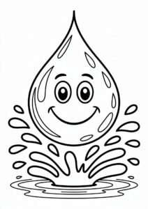 Rain Coloring Page Of Big Fat Raindrop For Kids 7