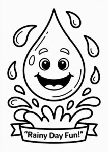 Rain Coloring Page Of Big Fat Raindrop For Kids 8