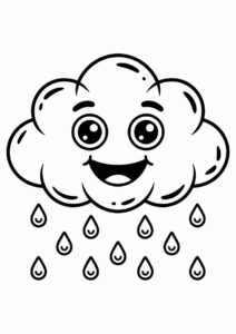 Rain Coloring Page Of Cute Little Raincloud For Preschoolers 1