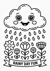 Rain Coloring Page Of Cute Little Raincloud For Preschoolers 10