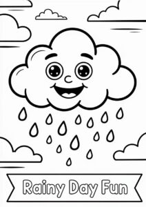 Rain Coloring Page Of Cute Little Raincloud For Preschoolers 11