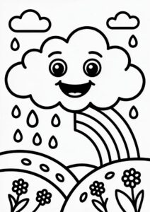 Rain Coloring Page Of Cute Little Raincloud For Preschoolers 2