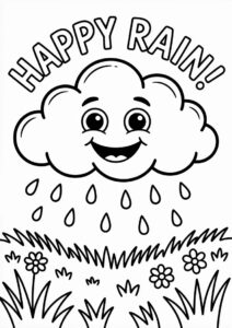 Rain Coloring Page Of Cute Little Raincloud For Preschoolers 3