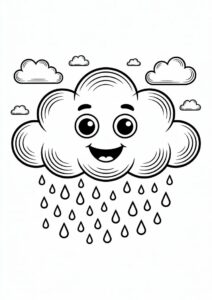 Rain Coloring Page Of Cute Little Raincloud For Preschoolers 4