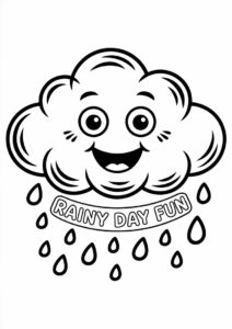 Rain Coloring Page Of Cute Little Raincloud For Preschoolers 5