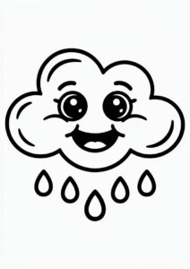 Rain Coloring Page Of Cute Little Raincloud For Preschoolers 6